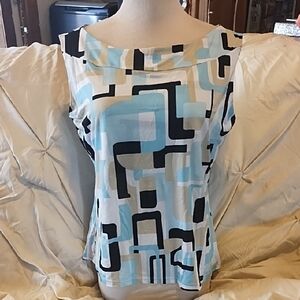 j.t.b. Abstract Pattern Women's Blouse - Blue, Black, White